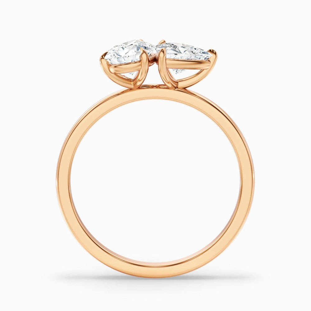 Toi et Moi Pear & Trillion Cut Two-Stone Engagement Ring in Solid Gold⁠