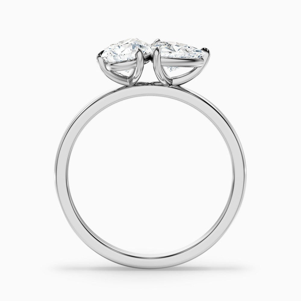 Toi et Moi Pear & Trillion Cut Two-Stone Engagement Ring in Solid Gold⁠