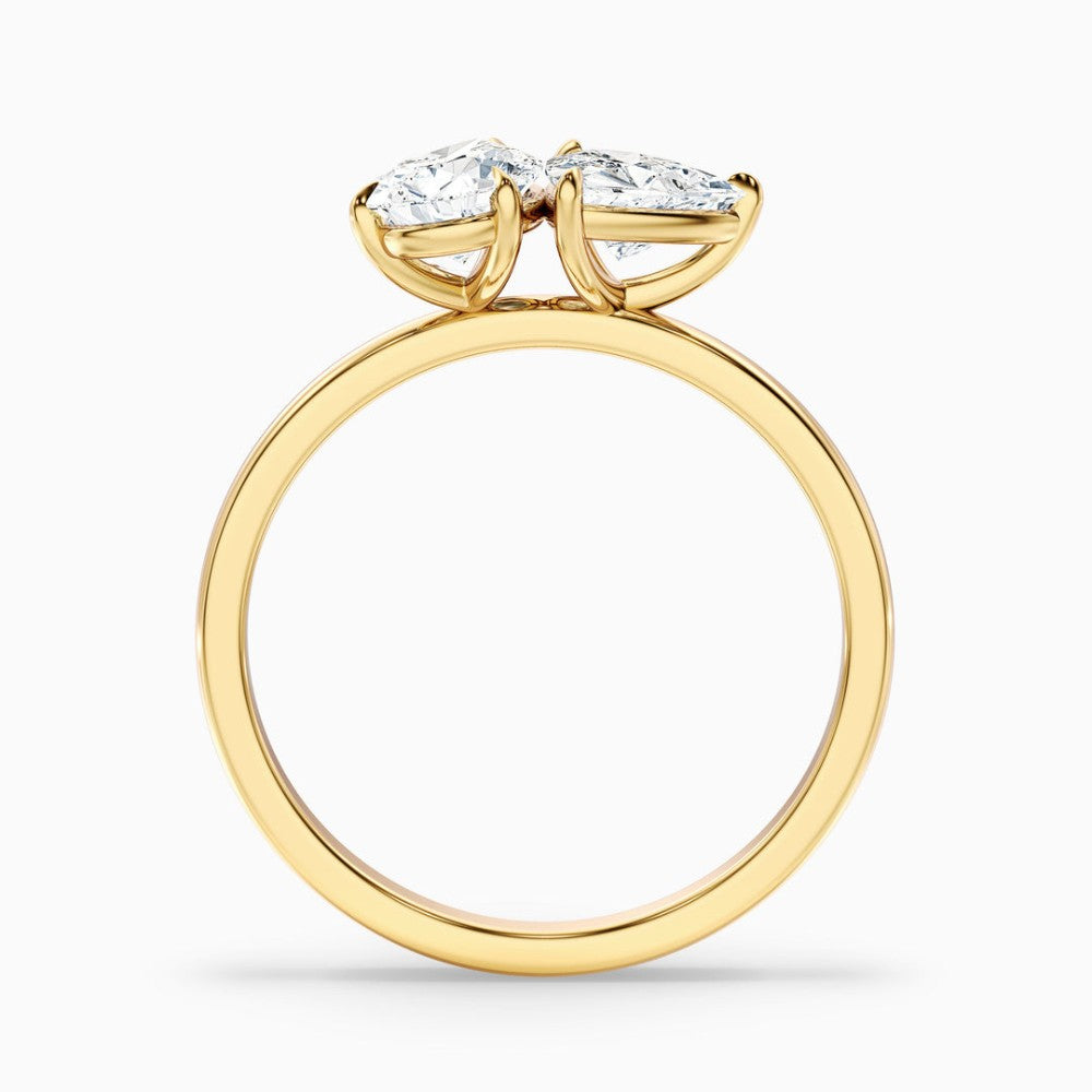 Toi et Moi Pear & Trillion Cut Two-Stone Engagement Ring in Solid Gold⁠