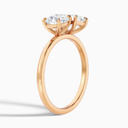 18K Solid Gold Round & Emerald Toi et Moi Lab Diamond Ring
