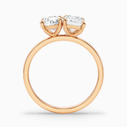 18K Solid Gold Round & Emerald Toi et Moi Lab Diamond Ring