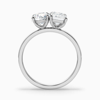 18K Solid Gold Round & Emerald Toi et Moi Lab Diamond Ring