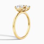 18K Solid Gold Round & Emerald Toi et Moi Lab Diamond Ring