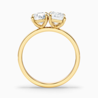 18K Solid Gold Round & Emerald Toi et Moi Lab Diamond Ring