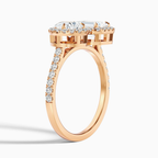 18K Solid Gold Pear & Emerald Two Stone Diamond Ring
