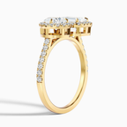 18K Solid Gold Pear & Emerald Two Stone Diamond Ring