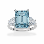18K Solid Gold Fancy Color Trilogy Lab Diamond Heart Ring