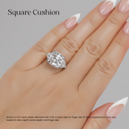 18K Solid Gold Cushion Trilogy Engagement Ring with Trillion Sides