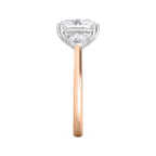 18K Solid Gold Elongated Cushion Diamond Ring with Half-Moon Sides