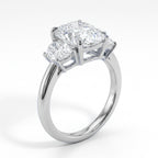 18K Solid Gold Elongated Cushion Diamond Ring with Half-Moon Sides