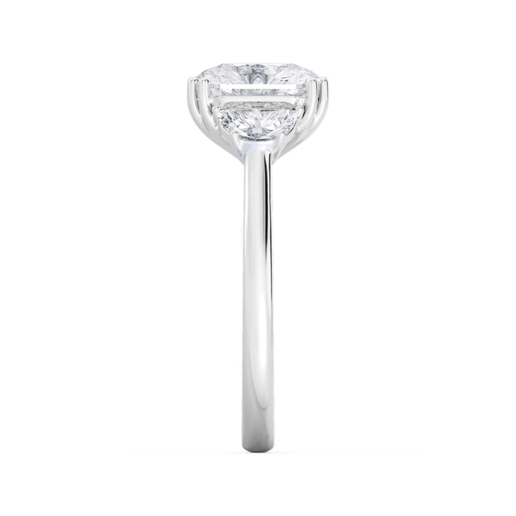 18K Solid Gold Elongated Cushion Diamond Ring with Half-Moon Sides