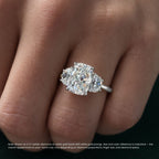 18K Solid Gold Elongated Cushion Diamond Ring with Half-Moon Sides