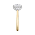 18K Solid Gold Elongated Cushion Diamond Ring with Half-Moon Sides