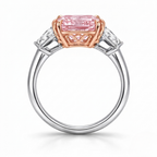 18K Solid Gold Fancy Pink Asscher Trapezoid Diamond Ring