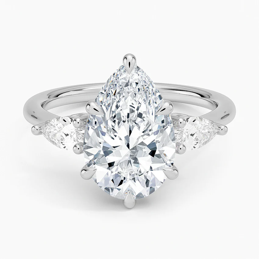 ecomposer-view with diamond shape-pear, ecomposer-metal type-white-gold-18k