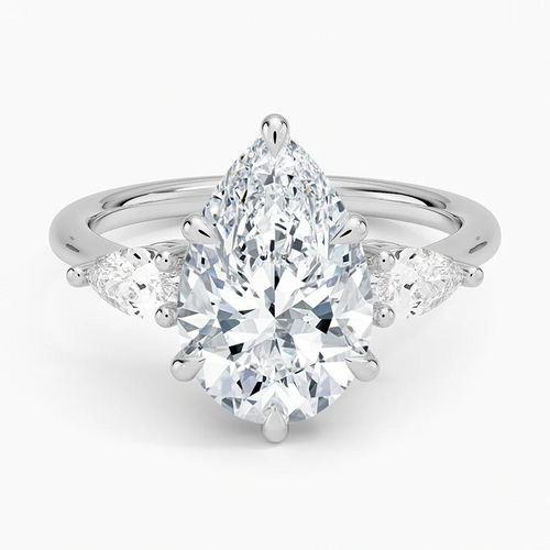 ecomposer-view with diamond shape-pear, ecomposer-metal type-white-gold-18k