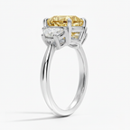 18K Solid Gold Fancy Yellow Cushion Half-Moon Diamond Ring