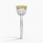 18K Solid Gold Fancy Yellow Cushion Half-Moon Diamond Ring