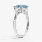 18K Solid Gold Fancy Color Pear Accent Trilogy Lab Diamond Ring