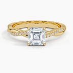 18K Solid Gold Braided Diamond Ring