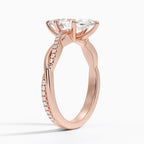 18K Solid Gold Twist Band Diamond Ring