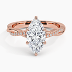 18K Solid Gold Twist Band Diamond Ring