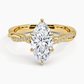 18K Solid Gold Twist Band Diamond Ring