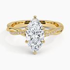 18K Solid Gold Twist Band Diamond Ring