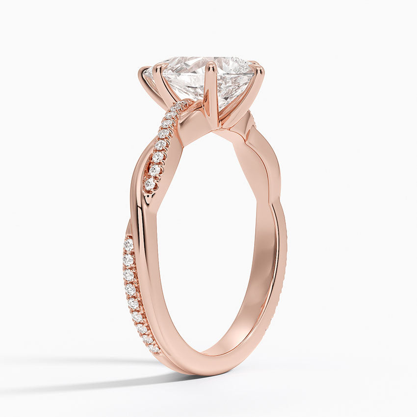 18K Solid Gold Twisted Shank Diamond Ring