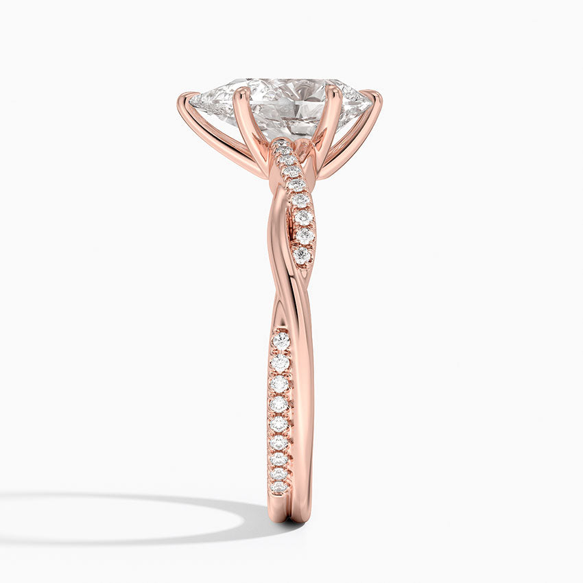 18K Solid Gold Twisted Shank Diamond Ring