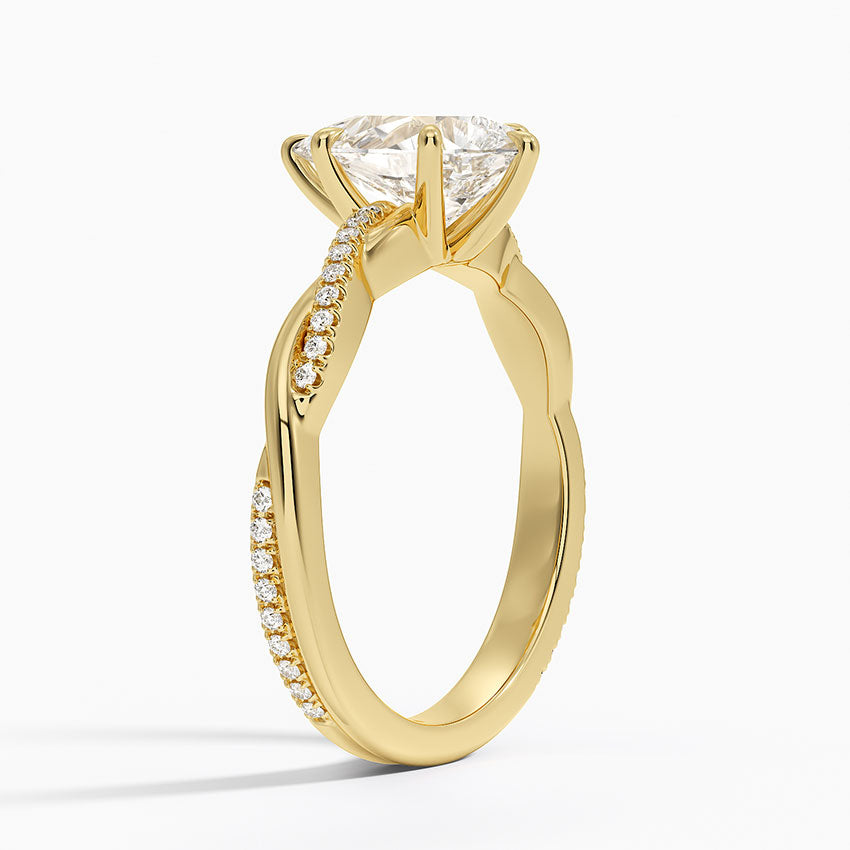 18K Solid Gold Twisted Shank Diamond Ring