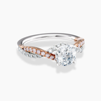 18K Solid Gold Twisted Fancy Pink Pavé Round Lab Diamond Ring