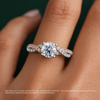 18K Solid Gold Twisted Fancy Pink Pavé Round Lab Diamond Ring