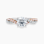 18K Solid Gold Twisted Fancy Pink Pavé Round Lab Diamond Ring