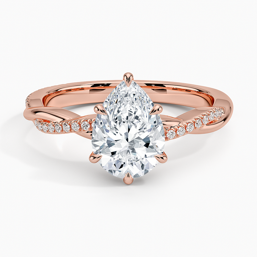 18K Solid Gold Twisted Shank Diamond Ring