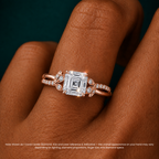 18K Solid Gold Veronica Asscher Twisted Lab Diamond Ring