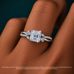 18K Solid Gold Veronica Asscher Twisted Lab Diamond Ring