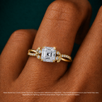 18K Solid Gold Veronica Asscher Twisted Lab Diamond Ring