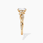 18K Solid Gold Veronica Emerald Twisted Lab Diamond Ring