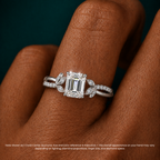 18K Solid Gold Veronica Emerald Twisted Lab Diamond Ring
