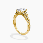 18K Solid Gold Veronica Emerald Twisted Lab Diamond Ring