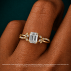 18K Solid Gold Veronica Emerald Twisted Lab Diamond Ring