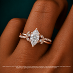 18K Solid Gold Veronica Marquise Twisted Lab Diamond Ring