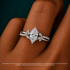18K Solid Gold Veronica Marquise Twisted Lab Diamond Ring