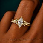 18K Solid Gold Veronica Marquise Twisted Lab Diamond Ring