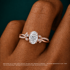 18K Solid Gold Veronica Oval Twisted Lab Diamond Ring