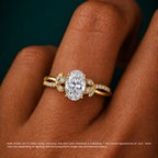 18K Solid Gold Veronica Oval Twisted Lab Diamond Ring