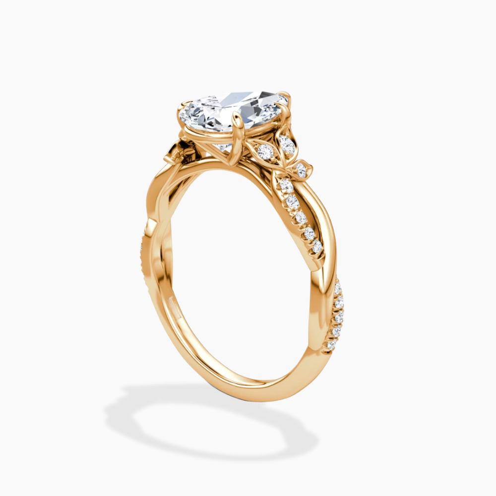 18K Solid Gold Veronica Pear Twisted Lab Diamond Ring
