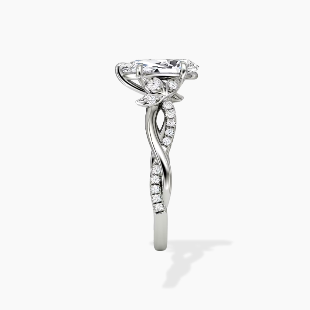 18K Solid Gold Veronica Pear Twisted Lab Diamond Ring