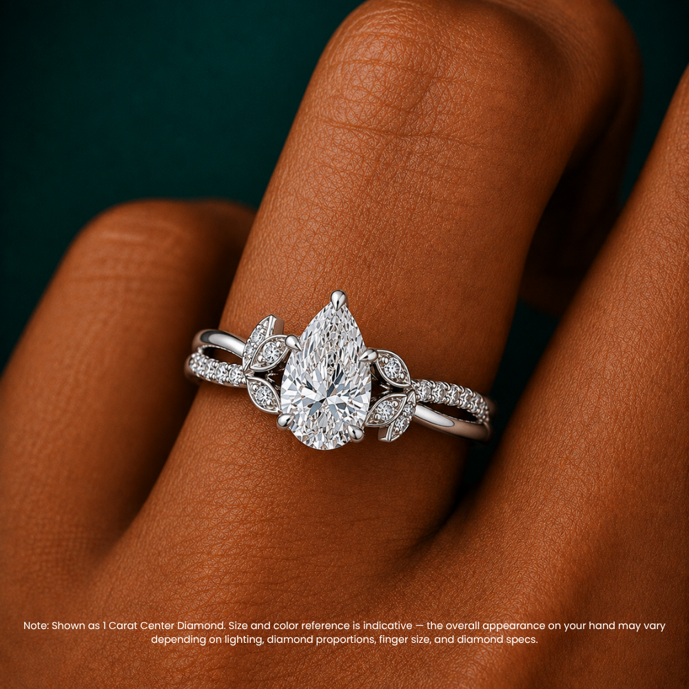18K Solid Gold Veronica Pear Twisted Lab Diamond Ring